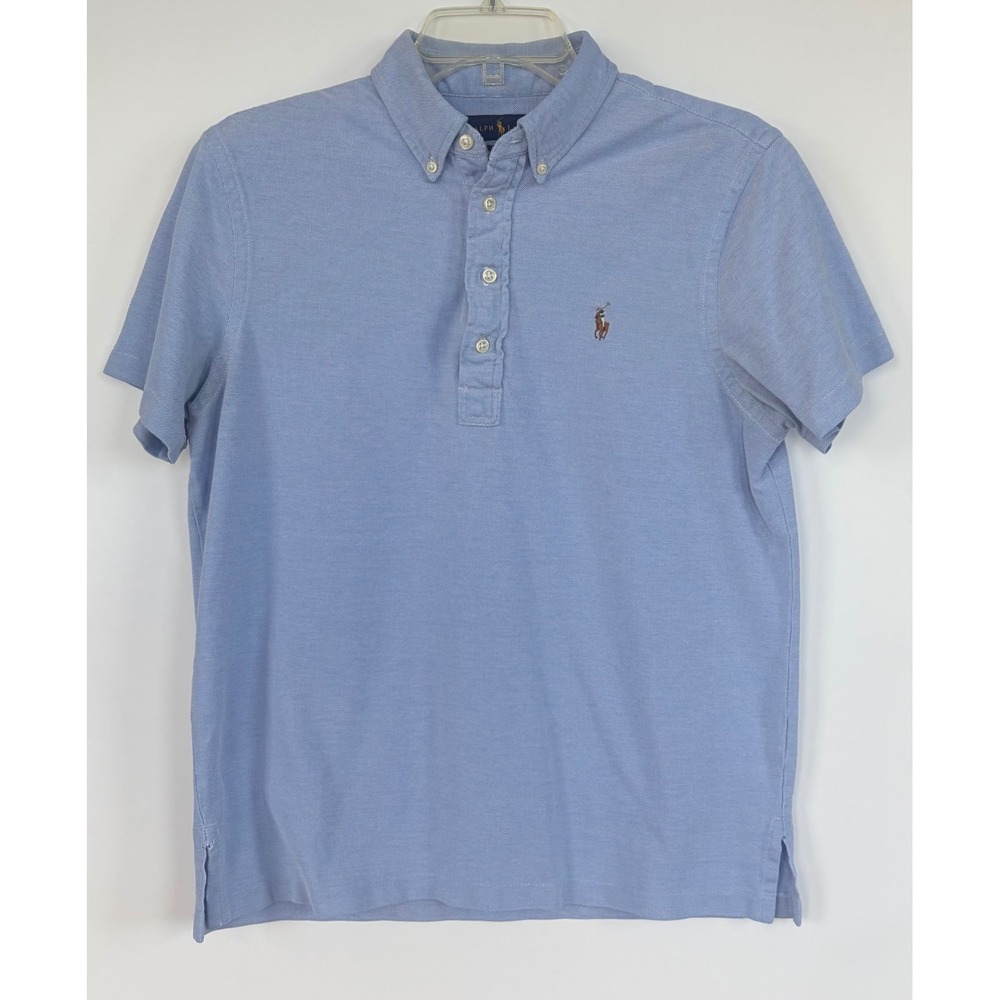 Polo Ralph Lauren Mens Knit Oxford Shirt Blue Short Sleeve Pony Logo Size M